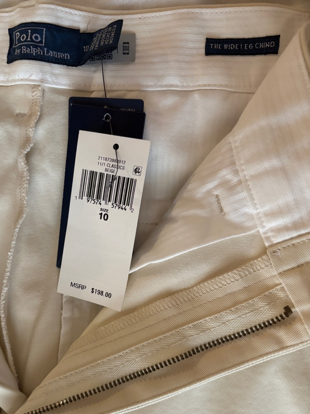 Ralph Lauren Cream Wide-Leg Cotton Trousers - Picture 5 of 7